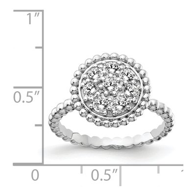 Sterling Silver CZ Beaded Round Ring – view 4
