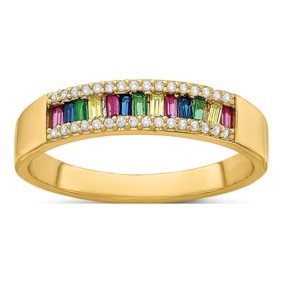 Gold-Plated Sterling Silver CZ Baguette Ring