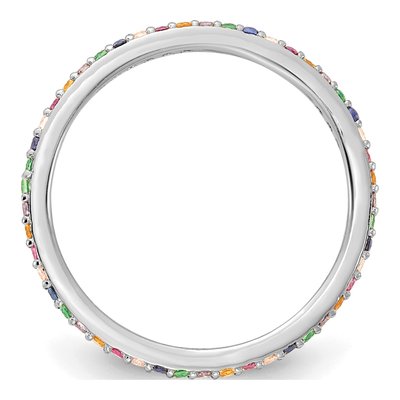 Sterling Silver CZ Rainbow Thin Eternity Band – view 3