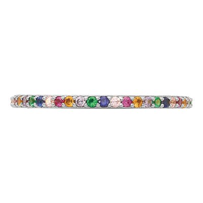 Sterling Silver CZ Rainbow Thin Eternity Band – view 4