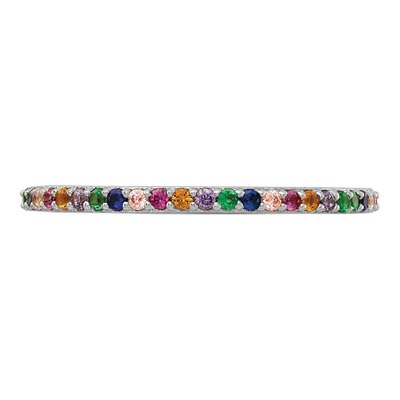 Sterling Silver CZ Rainbow Thin Eternity Band – view 5