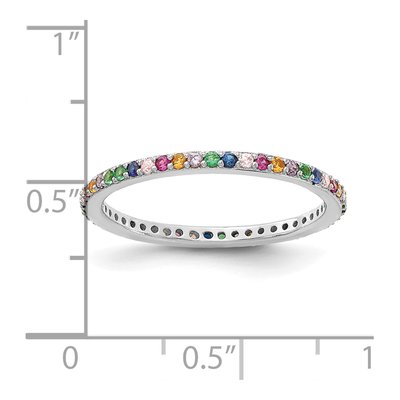 Sterling Silver CZ Rainbow Thin Eternity Band – view 6