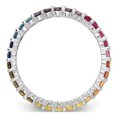 Sterling Silver CZ Rainbow Eternity Band – view 3