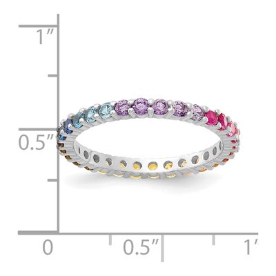 Sterling Silver CZ Rainbow Eternity Band – view 6
