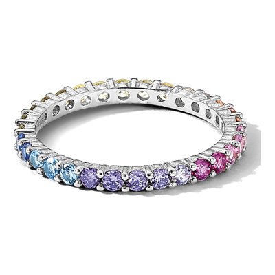 Sterling Silver CZ Rainbow Eternity Band – view 8