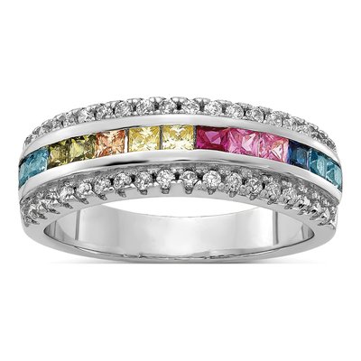 Sterling Silver CZ Multi-Color Ring