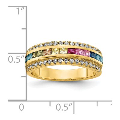 Gold-Plated Sterling Silver CZ Multi-Color Channel Ring – view 6