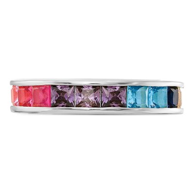 Sterling Silver CZ Multi-Color Eternity Band – view 4
