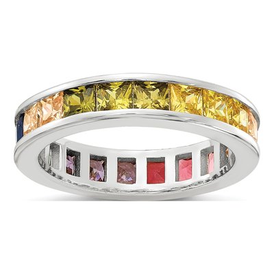 Sterling Silver CZ Multi-Color Eternity Band