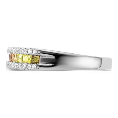 Sterling Silver CZ Multi-Color Channel Ring – view 4