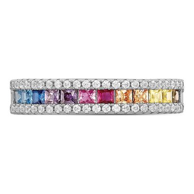 Sterling Silver CZ Multi-Color Channel Ring – view 5