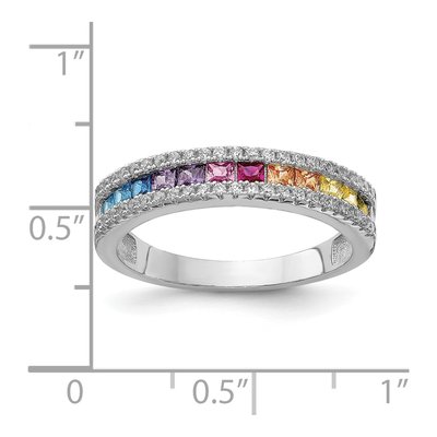 Sterling Silver CZ Multi-Color Channel Ring – view 6