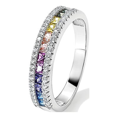 Sterling Silver CZ Multi-Color Channel Ring – view 8