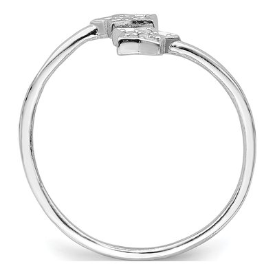 Sterling Silver CZ Stars Bypass Adjustable Ring – view 3