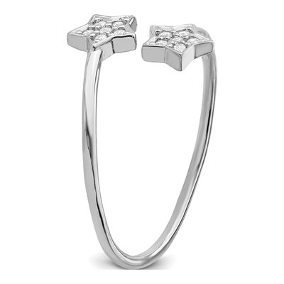 Sterling Silver CZ Stars Bypass Adjustable Ring – view 8