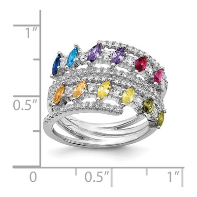 Sterling Silver CZ Double Row Ring – view 4