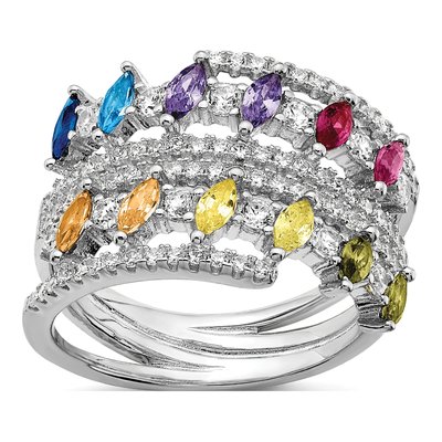Sterling Silver CZ Double Row Ring