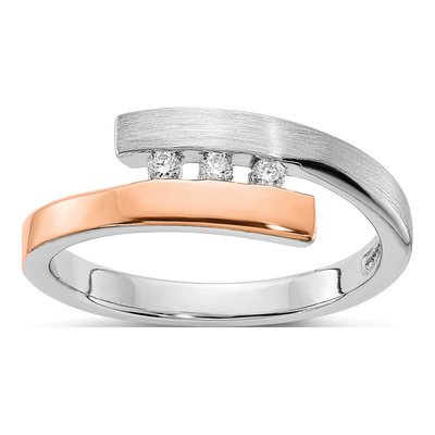 Rose Gold-Plated Sterling Silver 1/20 ct tw Diamond Bypass Ring