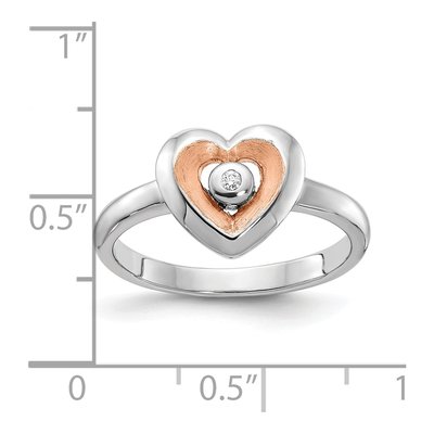Rose Gold-Plated Sterling Silver Diamond Heart Ring – view 4
