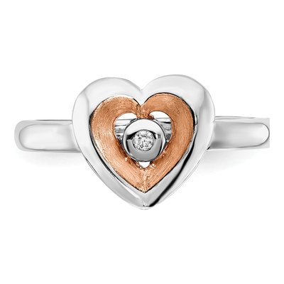 Rose Gold-Plated Sterling Silver Diamond Heart Ring – view 6