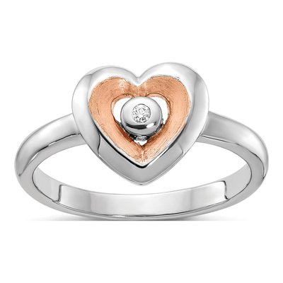 Rose Gold-Plated Sterling Silver Diamond Heart Ring
