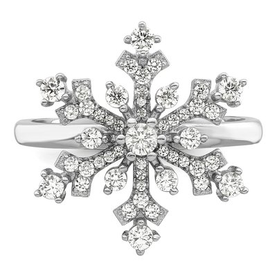 Sterling Silver CZ Snowflake Ring – view 6