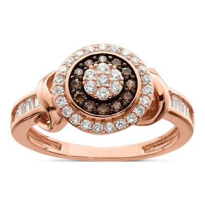 Rose Gold-Plated Sterling Silver CZ Fancy Ring