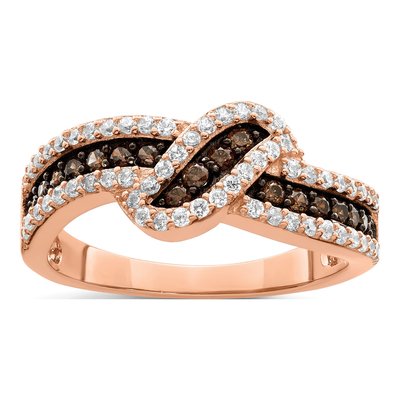 Rose Gold-Plated Sterling Silver CZ Fancy Ring