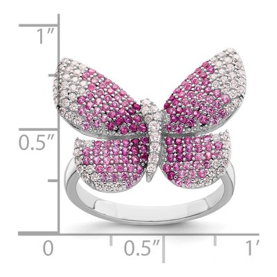 Sterling Silver CZ Butterfly Ring – view 4