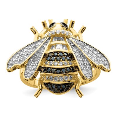 Gold-Plated Sterling Silver CZ Bumblebee Ring