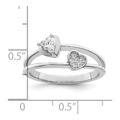Sterling Silver CZ Hearts Ring – view 4