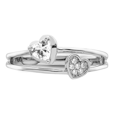 Sterling Silver CZ Hearts Ring – view 6