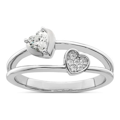Sterling Silver CZ Hearts Ring