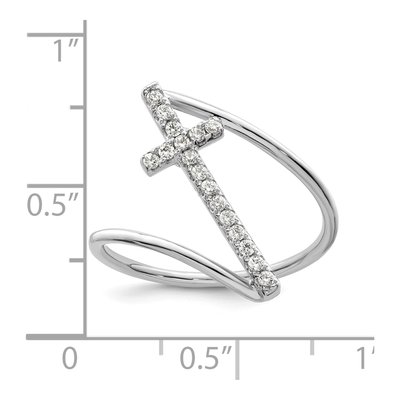 Sterling Silver CZ Cross Ring – view 4