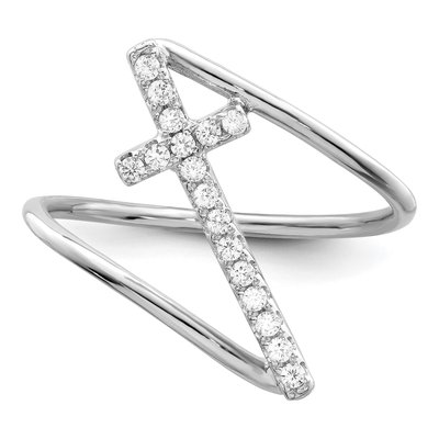 Sterling Silver CZ Cross Ring – view 6