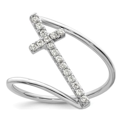 Sterling Silver CZ Cross Ring