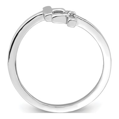 Sterling Silver CZ Double Cross Adjustable Ring – view 3