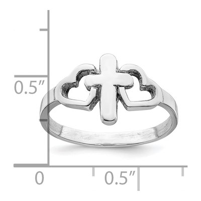 Sterling Silver Hearts Cross Ring – view 4