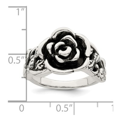 Sterling Silver Antiqued Flower Ring – view 3