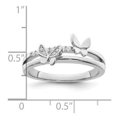 Sterling Silver CZ Butterfly Ring – view 4