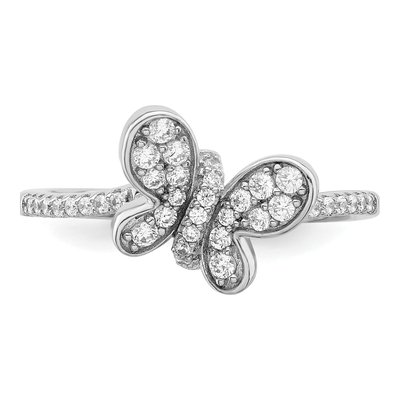 Sterling Silver CZ Butterfly Ring – view 6