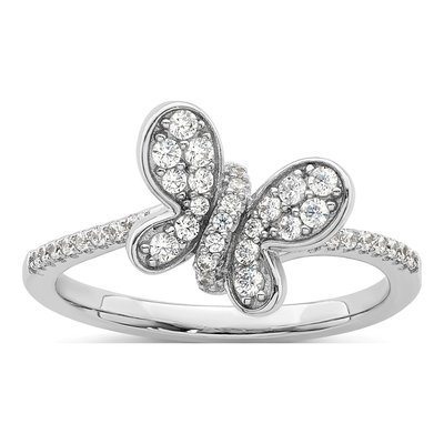 Sterling Silver CZ Butterfly Ring