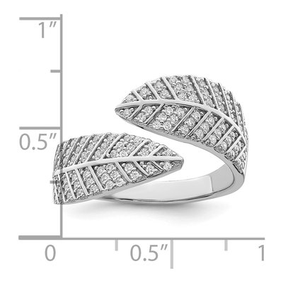 Sterling Silver CZ Leaf Ring – view 4