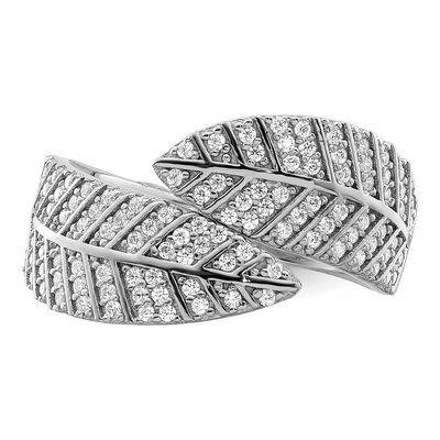 Sterling Silver CZ Leaf Ring – view 6