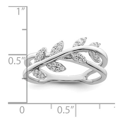 Sterling Silver CZ Leaves Ring – view 4