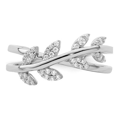 Sterling Silver CZ Leaves Ring – view 6