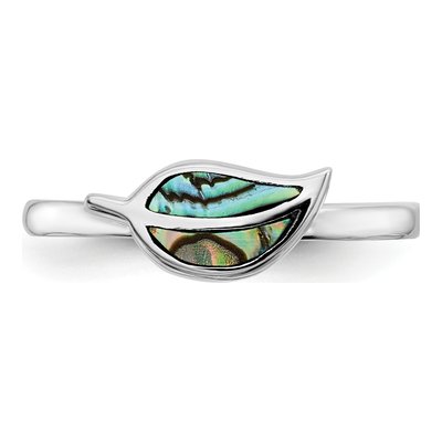 Sterling Silver Abalone Leaf Ring – view 6