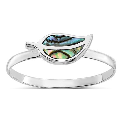 Sterling Silver Abalone Leaf Ring