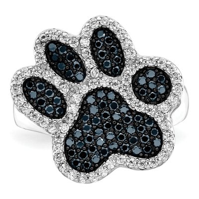 Sterling Silver CZ Paw Print Ring – view 6