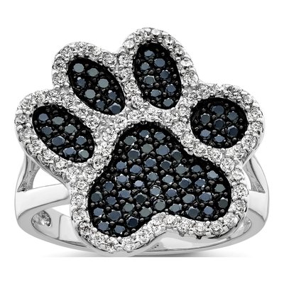 Sterling Silver CZ Paw Print Ring